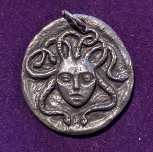 Reversible Pewter Medusa Ouroboros Pendant